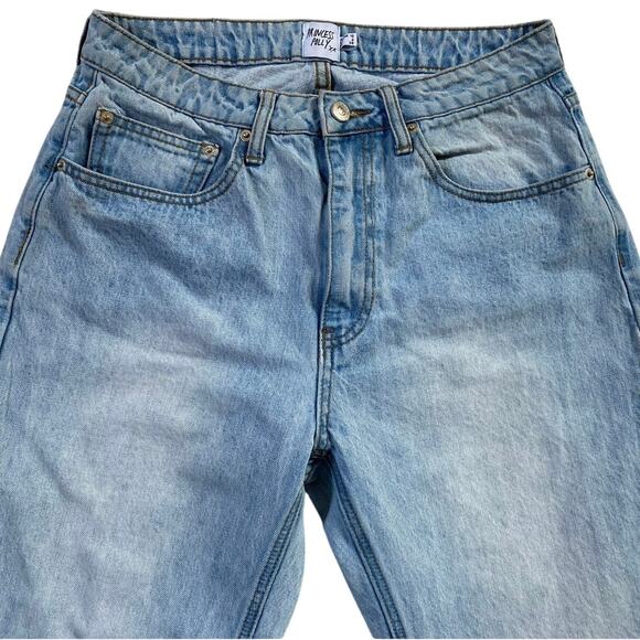 PP Denim Fairmount Straight Leg Jean Light Wash‎ Blue Ripped Knee Jeans 6 - Picture 12 of 15